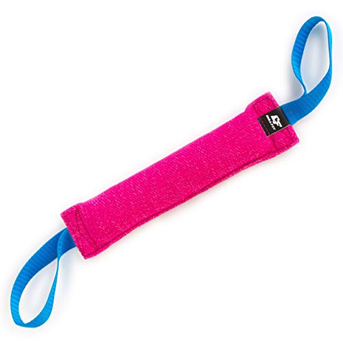 Bull Fit Beisswurst für Hunde, 30 cm, mit Zwei Schlaufen - Sehr Robustes Hundespielzeug zum K9 Training, Tauziehen und Zerrspiele mit Hund - Aus hochwertigem Baumwolle-Nylon handgefertigt (Rosa) von Bull Fit