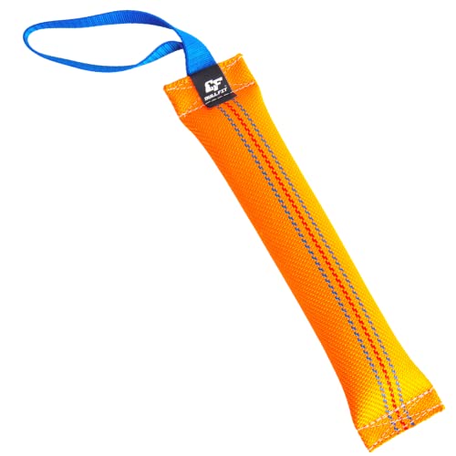 Bull Fit Beisswurst für Hunde, 30 cm mit Handschlaufe - Sehr Robustes Hundespielzeug zum Training, Tauziehen und Zerrspiele mit Hund - Aus hochwertigem Feuerwehrschlauch handgefertigt, orange von Bull Fit