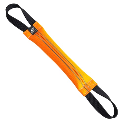 Bull Fit Bungee Beisswurst für Hunde, 30 cm, mit Zwei Schlaufen - Sehr Robustes Hundespielzeug zum K9 Training, Tauziehen und Zerrspiele - Aus hochwertigem Feuerwehrschlauch handgefertigt, orange von Bull Fit