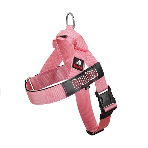 BULLHUG Hundegeschirr mit großer Brust, kein Ziehen, kein Würgen, passend für Bulldoggen, Mops und mehr (Babyrosa, Größe XL (Halsumfang: 53,3 cm – 66 cm, Brustumfang: 83,8 cm – 91,4 cm) von BullHug
