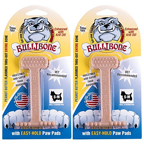 Bullibone Nylon Hund kauen, Kleine Nylon Bone – Verbessert Dental Hygiene, einfach zu Griff unten, und durchdrungenem mit Geschmack, 2-Pack, PB von Bullibone