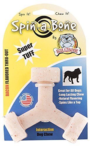 Bullibone Nylon Hund kauen Spielzeug Spin-a-Bone – Speck Geschmack – Interaktives Hundespielzeug, Triggers Natural Instincts, und verbessert Oral Health, Single, Natur von Bullibone