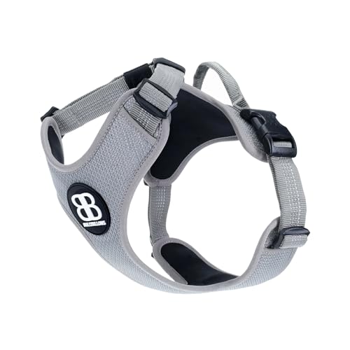 BullyBillows Active Light Dog Harness with Handle | Premium Dog Harness with Padded Lining & Highly Reflective Dog Harness Suitable for All Dog Breeds | Grey Medium von BullyBillows