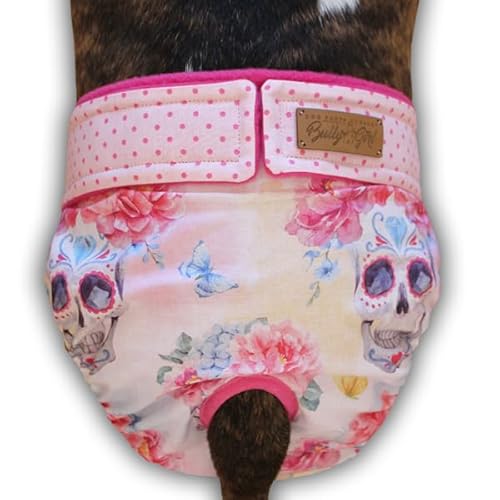 Maßgeschneiderte Läufigkeitshose - PINK Skull (Größe XL=65-90 cm / 1. Maß (Umfang der Taille)) von BullyGirl