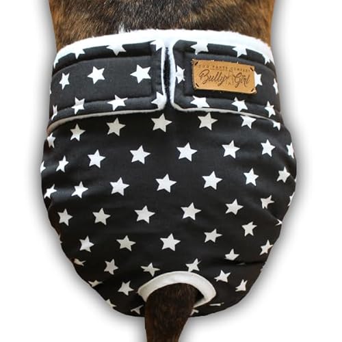 Maßgeschneiderte Läufigkeitshose - White Stars ON Black (Größe XXL=90,5-99,5 cm/1. Maß(Umfang der Taille)) von BullyGirl