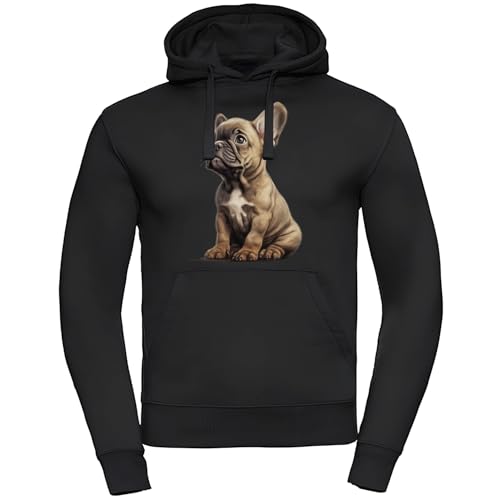 Bullyfriend Hoodie, Französische Bulldogge Kapuzenpullover, Frontprint, Schwarz (Scwarz, M) von Bullyfriend