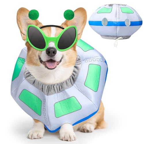 Bulyoou 3-teiliges UFO Alien-Hundekostüm, Raumschiff-Kostüm, Alien-Stirnband, Brille für Halloween, Cosplay, Party, Mottoparty Bulyoou 3-teiliges UFO Alien-Hundekostüm, Raumschiff-Kostüm, Alien-Stirnband, Brille für Halloween, Cosplay, Party, Mottoparty von Bulyoou