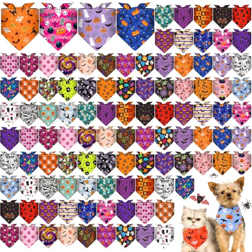 Bulyoou Halloween-Hundehalstücher, Kürbis-Geister, Skelett, Haustier-Taschentücher, Halloween-Schal, Lätzchen, Dreieck-Lätzchen, verstellbares Halstuch, Haustierpflege, Kostüm-Zubehör, 120 Stück Bulyoou Halloween-Hundehalstücher, Kürbis-Geister, Skelett, Haustier-Taschentücher, Halloween-Schal, Lätzchen, Dreieck-Lätzchen, verstellbares Halstuch, Haustierpflege, Kostüm-Zubehör, 120 Stück von Bulyoou