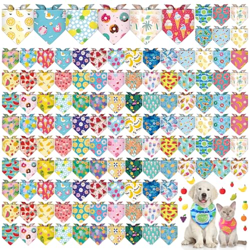 Bulyoou Hundehalstücher für Hunde, hawaiianische Haustierhalstücher, verstellbar, waschbar, für große und mittelgroße und kleine Haustiere, Kostümzubehör (Sommerstil), 120 Stück von Bulyoou