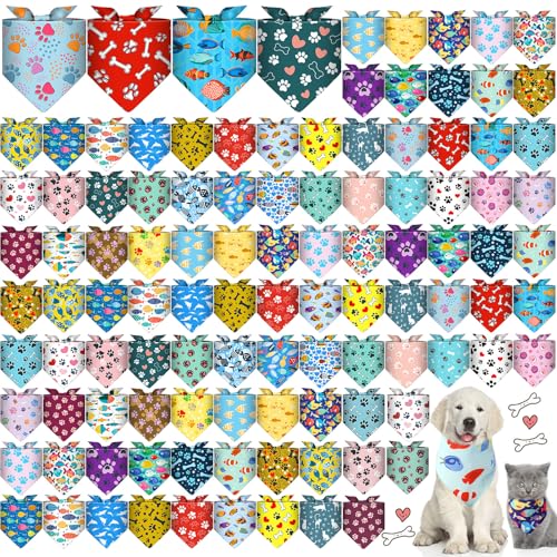 Bulyoou Hundehalstücher mit Pfotenmotiv, Tierhalstücher, Fischhalstücher, Sommer-Taschentücher, Dreiecks-Lätzchen, verstellbares Hundehalstuch, Haustierpflege, Haustierkostüm-Zubehör, 120 Stück Bulyoou Hundehalstücher mit Pfotenmotiv, Tierhalstücher, Fischhalstücher, Sommer-Taschentücher, Dreiecks-Lätzchen, verstellbares Hundehalstuch, Haustierpflege, Haustierkostüm-Zubehör, 120 Stück von Bulyoou