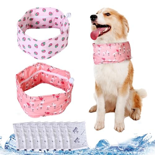 Bulyoou Kühlendes Halstuch, Halstuch, für Hunde, mit recycelbaren Kühlakkus, verstellbar, für Sommer, heißes Wetter, mittelgroße Hunde und Katzen, 2 Stück von Bulyoou