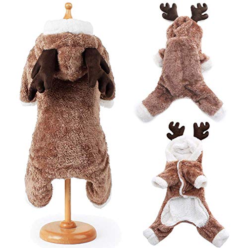 BULZEU Niedlicher Hund Weihnachtskleidung Hoodie Winter Warm Rentier Hirsch Elch Haustier Kostüm Coral Fleece Mantel für Katzen & Hunde Welpe Xmas Verkleidung für Teddy, Yorkshire Terrier, Chihuahua BULZEU Niedlicher Hund Weihnachtskleidung Hoodie Winter Warm Rentier Hirsch Elch Haustier Kostüm Coral Fleece Mantel für Katzen & Hunde Welpe Xmas Verkleidung für Teddy, Yorkshire Terrier, Chihuahua von BULZEU