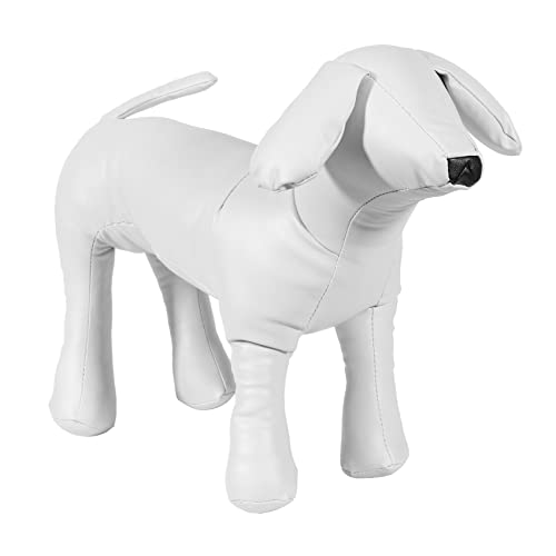 Hundepuppen aus Leder für Hunde in Position stehend, Modell L, Weiß von Bumdenuu