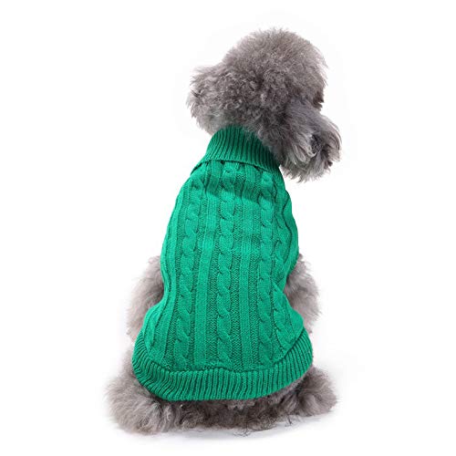 Bumjazz Gestrickter Hundepullover Hundemantel Hundeweste Dog Jumper Dog Sweater für Hunde kleine mittlere und große GMY02(Grün,M) von Bumjazz