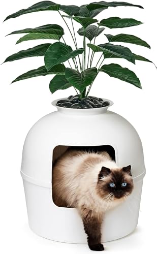 Geheime Katzentoilette von Bundle & Bliss – verstecktes Katzentoilette, patentiertes Design mit Geruchskontrolle, inklusive Kunstpflanze, Kohlefilter und echten Steinen von Bundle & Bliss