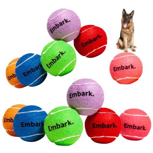 Bunte Quietsch-Tennisbälle für kleine Hunde und Welpen, 6.3 cm, 12 Stück, Hundetrainingsspielzeug für positive Verstärkung, um die Aufmerksamkeit draußen zu erregen, Ballwerfer-Apportieren von BundleBee