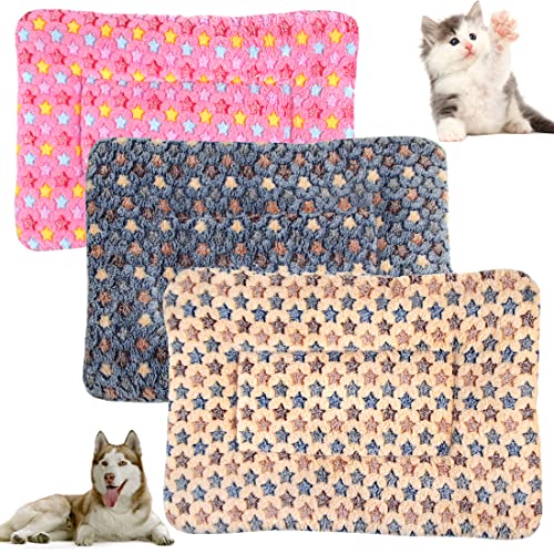 3 Stück Kleintier-Plüschbett, warme Flauschige Welpendecke, Fleece-Schlafunterlage für Meerschweinchen, Hamster, Kaninchenbett für Kätzchen, Hase, Chinchilla, Eichhörnchen (XXL: 68,6 x 48,3 cm, A) von BundleMall