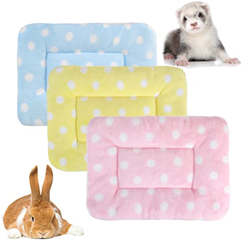 3 Stück Plüschbett für kleine Tiere, warme flauschige Welpen, Fleecedecke, Meerschweinchen, Hamster, Kaninchen, Bettmatte für Kätzchen, Chinchilla, Eichhörnchen, Igel (groß: 48,3 x 30,5 cm), C) von BundleMall