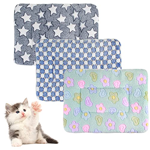 3 Stück Plüschbett für kleine Tiere, warme flauschige Welpen, Fleecedecke, Meerschweinchen, Hamster, Kaninchen, Bettmatte für Kätzchen, Chinchilla, Eichhörnchen, Igel (groß: 48,3 x 30,5 cm), G) von BundleMall