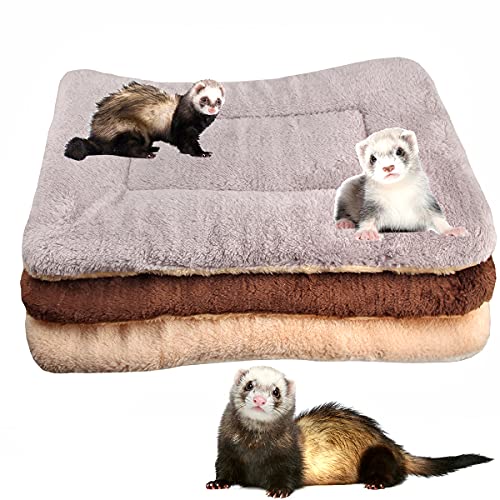 3 Stück Plüschbett für kleine Tiere, warme flauschige Welpen, Fleecedecke, Meerschweinchen, Hamster, Kaninchen, Bettmatte für Kätzchen, Chinchilla, Eichhörnchen, Igel (groß: 48,3 x 30,5 cm, E) von BundleMall