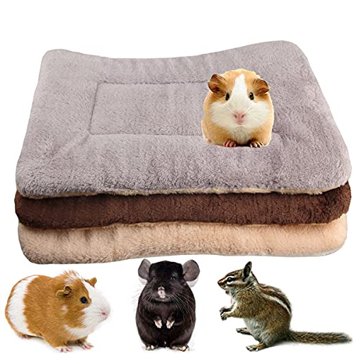 3 Stück Plüschbett für kleine Tiere, warme Flauschige Welpen, Fleecedecke, Meerschweinchen, Hamster, Kaninchen, Bettmatte für Kätzchen, Kaninchen, Chinchilla, Eichhörnchen (klein: 38 x 28 cm), E von BundleMall