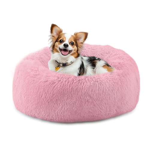 Bunlitent Beruhigendes Hundebett, Anti-Angst-Donut-Hundebett, wärmend, gemütlich, weich, niedlich, rund, waschbar, Marshmallow-Kuschelnest, für Welpen, Hunde und Katzen, 50,8 cm, Rosa Bunlitent Beruhigendes Hundebett, Anti-Angst-Donut-Hundebett, wärmend, gemütlich, weich, niedlich, rund, waschbar, Marshmallow-Kuschelnest, für Welpen, Hunde und Katzen, 50,8 cm, Rosa von Bunlitent