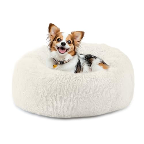 Bunlitent Beruhigendes Hundebett, Anti-Angst-Donut-Hundebett, wärmend, gemütlich, weich, niedlich, rund, waschbar, Marshmallow-Kuschelnest, für Welpen, Hunde und Katzen, 50,8 cm, Weiß Bunlitent Beruhigendes Hundebett, Anti-Angst-Donut-Hundebett, wärmend, gemütlich, weich, niedlich, rund, waschbar, Marshmallow-Kuschelnest, für Welpen, Hunde und Katzen, 50,8 cm, Weiß von Bunlitent