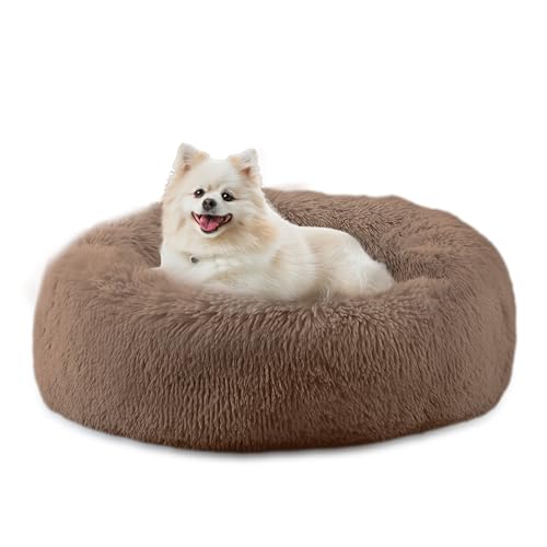 Bunlitent Beruhigendes Hundebett, Plüsch, Anti-Angst, Donut-Hundebett für kleine Hunde, wärmend, gemütlich, weich, niedlich, rund, waschbar, Marshmallow-Kuschelnest, Haustierbett, Braun Bunlitent Beruhigendes Hundebett, Plüsch, Anti-Angst, Donut-Hundebett für kleine Hunde, wärmend, gemütlich, weich, niedlich, rund, waschbar, Marshmallow-Kuschelnest, Haustierbett, Braun von Bunlitent