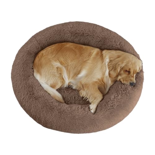Bunlitent Beruhigendes Hundebett, Plüsch, Anti-Angst, Donut-Hundebett für mittelgroße und große Hunde, wärmend, gemütlich, weich, niedlich, rund, waschbar, Marshmallow-Kuschelnest, Haustierbett, Braun Bunlitent Beruhigendes Hundebett, Plüsch, Anti-Angst, Donut-Hundebett für mittelgroße und große Hunde, wärmend, gemütlich, weich, niedlich, rund, waschbar, Marshmallow-Kuschelnest, Haustierbett, Braun von Bunlitent