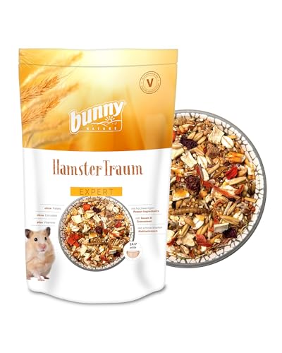 bunnyNature HamsterTraum Expert 500g | Premium Alleinfuttermittel für Hamster | Vom Tierarzt empfohlen | Mit Power-Ingredients, Sesam, Grassamen & Mehlwürmern | Ohne Extrudate & Pellets, plus Vitamine von Bunny Nature