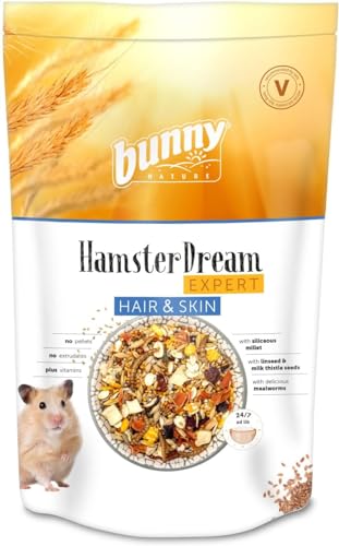 Bunny HamsterTraum EXPERT Hair & Skin | 500 g | Alleinfuttermittel für Hamster | Ohne Zucker, Zusatzstoffe, Geschmacksverstärker oder Farbstoffe | Unterstützung für Haut & Haar von Bunny Nature