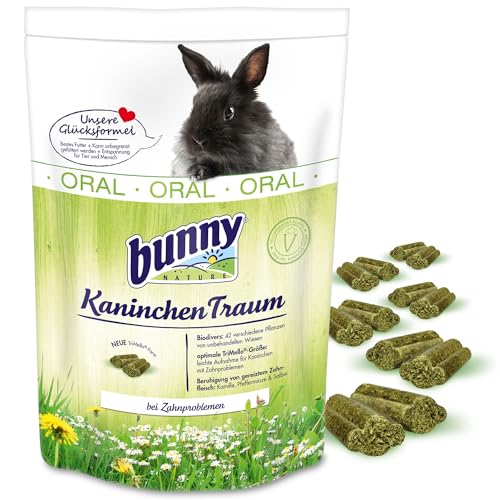 bunnyNature KaninchenTraum ORAL 1,5 kg | Alleinfuttermittel für Zwergkaninchen mit Zahnproblemen | Mit Kamille, Pfefferminze & Salbei | Unbegrenzt fütterbar | 3-Faser-Mix für natürlichen Zahnabrieb von Bunny Nature