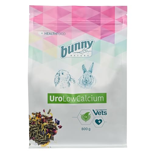 Bunny Nature - UroLowCalcium | 800 g | Alleinfuttermittel für Zwergkaninchen | Kann die Durchspülung der Harnwege fördern | Enthält ausgewählte Pflanzen und Kräuter von Bunny Nature