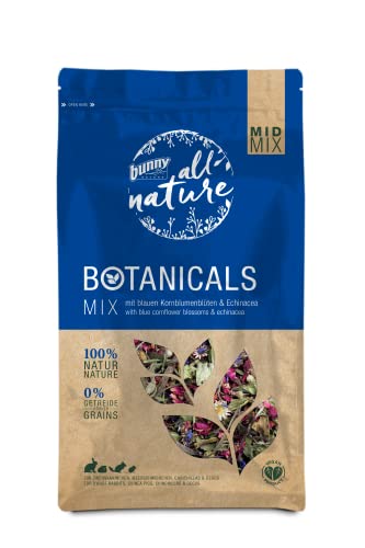 Bunny Nature BOTANICALS MID Mix - mit blauen Kornblumenblüten & Echinacea | 120 g | Ergänzungsfuttermittel für Zwergkaninchen, Meerschweinchen, Chinchillas & Degus von Bunny Nature
