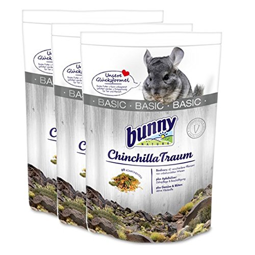 3 x 3,2 kg = 9,6 kg Bunny Chinchilla Traum Basic Futter für Chinchillas von Bunny