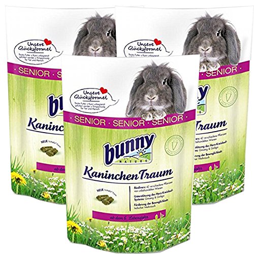 3 x 4 kg= 12 kg Bunny Kaninchen Traum Senior Futter für Zwergkaninchen ab 6 Jahre von Bunny