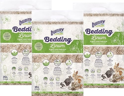 Bedding Linum 10,5 kg / 105 l - 3er Bundle 3 x 35 l Leineneinstreu, Supersoft von Bunny