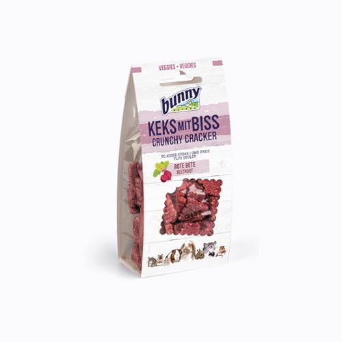 Bunny Nature Keks mit Biss ROTE BETE | 1 x 50 g | Knackiger und gesunder Snack für Zwergkaninchen und Nagetiere | Als Belohnung oder als Snack von Bunny