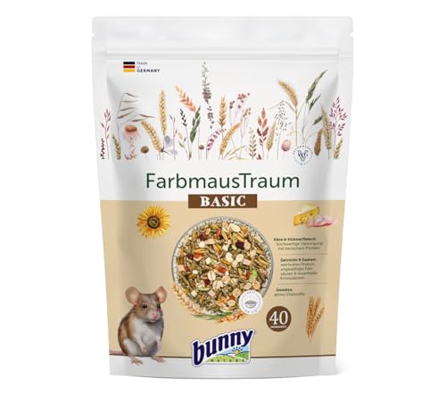 Bunny FarbmausTraum Basic | 500 g | Alleinfuttermittel für Farbmäuse | Ohne Zucker, Zusatzstoffe, Geschmacksverstärker oder Farbstoffe | Mit Käse & Hühnerfleisch von Bunny