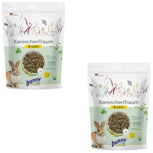 Bunny KaninchenTraum Basic | Doppelpack | 2 x 600 g | Alleinfuttermittel für Zwergkaninchen ab dem 6. Lebensmonat | Mit 42 Verschiedene Pflanzen von unbehandelten Wiesen von Bunny