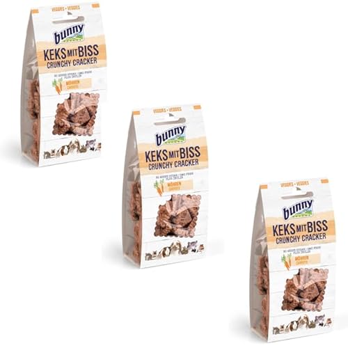 Bunny Keks mit Biss - Möhre | 3er Pack | 3 x 50 g | Ergänzungsfuttermittel für Nager | Kann unterstützend den Blutzuckerspiegel regulieren und Wohlbefinden fördern Bunny Keks mit Biss - Möhre | 3er Pack | 3 x 50 g | Ergänzungsfuttermittel für Nager | Kann unterstützend den Blutzuckerspiegel regulieren und Wohlbefinden fördern von Bunny