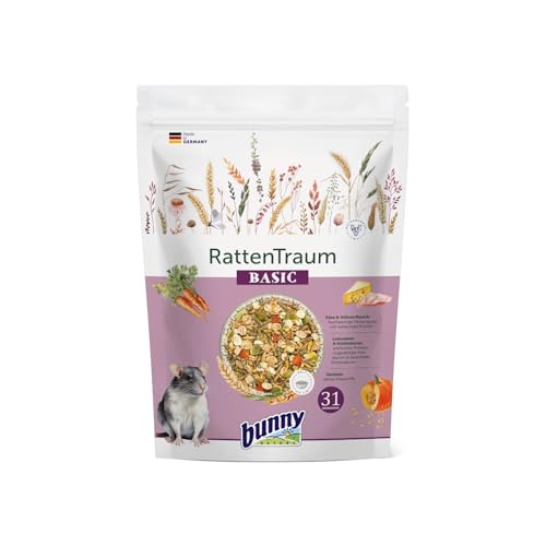 Bunny RattenTraum Basic | 500 g | Alleinfuttermittel für Ratten | Ohne Zucker, Zusatzstoffe, Geschmacksverstärker oder Farbstoffe | Mit Käse & Hühnerfleisch von Bunny