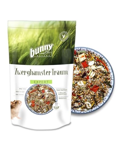 bunnyNature ZwerghamsterTraum Expert 500 g | Alleinfuttermittel für Zwerghamster | Vom Tierarzt empfohlen | Mit Power-Ingredients, Kleinsämereien & Mehlwürmern | Ohne Extrudate & Pellets | Ohne Obst von Bunny Nature