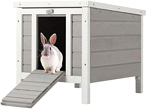 Bunny Business Hölzernes Unterschlupf für Kaninchen und Meerschweinchen, Kaninchenstall und Ausläufe, 50 x 42 x 43 cm, Grau von BunnyBusiness