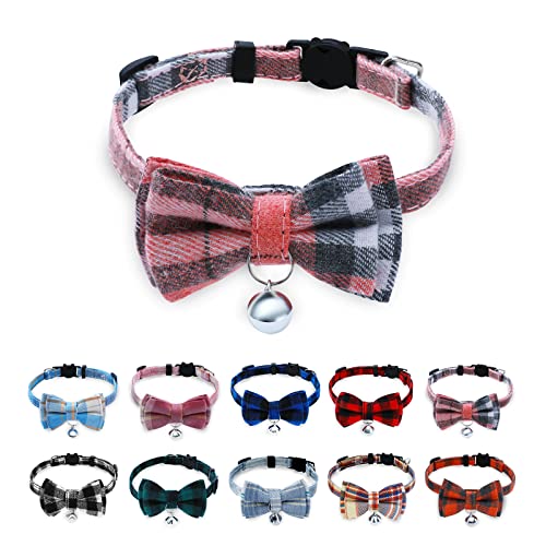 BuntyJoy Breakaway Katzenhalsband mit niedlicher Fliege und Glocke, Katzenhalsbänder für Mädchen, Katzen und Jungen, Katzen, Sicherheitskätzchenhalsbänder, stilvolle Karomuster, Rosa, 1 Stück BuntyJoy Breakaway Katzenhalsband mit niedlicher Fliege und Glocke, Katzenhalsbänder für Mädchen, Katzen und Jungen, Katzen, Sicherheitskätzchenhalsbänder, stilvolle Karomuster, Rosa, 1 Stück von BuntyJoy