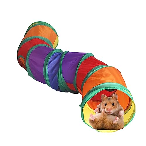 Meerschweinchentunnel – 2-Wege-Tunnel für Meerschweinchen, Zubehör, Regenbogenfarben, lustiges Spielzeug für Kaninchen, Frettchen, Hamster, Chinchilla, Igel Buogint von Buogint