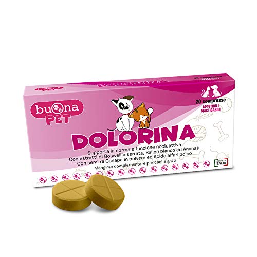 Buona Pet Dolorina unterstützt die normale nozizeptive Funktion - Ergänzungsfuttermittel für Hunde und Katzen von Buona Pet