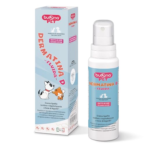 Dermatina D Fluida 100 ml Creme zur topischen Anwendung mit Applikator, beruhigend, repithelisierend mit AgarDì, patentiertem Silberkomplex und natürlichen fettlöslichen Vitaminen für Hunde und Katzen von Buona Pet