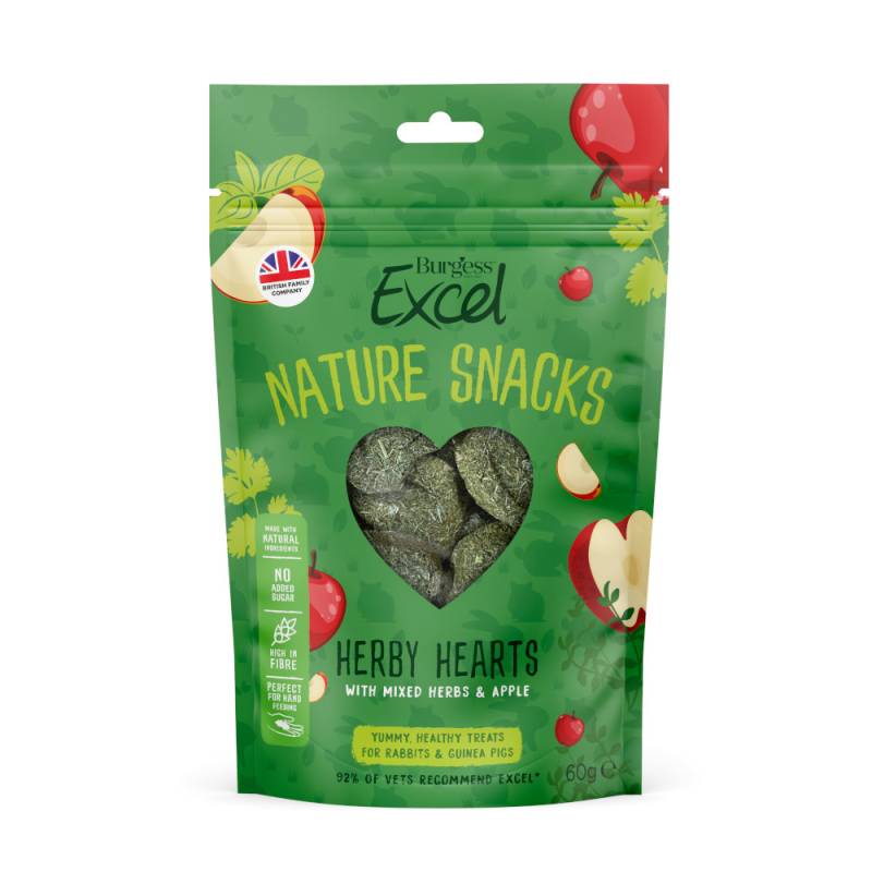 Burgess Excel Nature Snacks Herby Hearts - Sparpaket: 3 x 60 g von Burgess