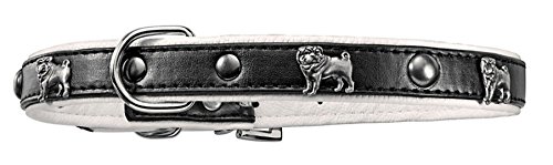 BURI Mops Hundehalsband - Halsband, Halsumfang 33-50cm/20mm, Leder schwarz von BURI